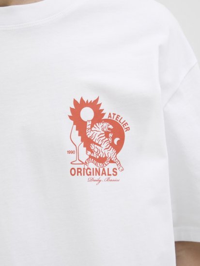  Jack & Jones Bellagio Collage Crew Neck T-Shirt Bright White - Camisetas - Camisetas - 2XL-14XL