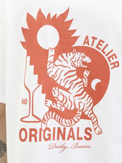  Jack & Jones Bellagio Collage Crew Neck T-Shirt Bright White - Camisetas - Camisetas - 2XL-14XL