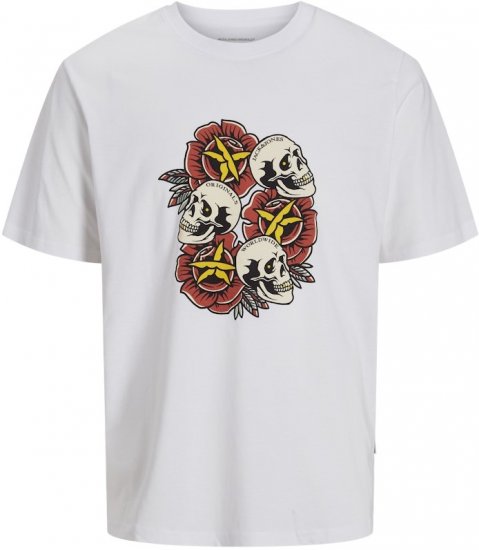 Jack & Jones Anatomy Skull Crew Neck T-Shirt Bright White - Camisetas - Camisetas - 2XL-14XL