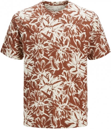 Jack & Jones Split AOP Crew Neck T-Shirt Brown - Camisetas - Camisetas - 2XL-14XL
