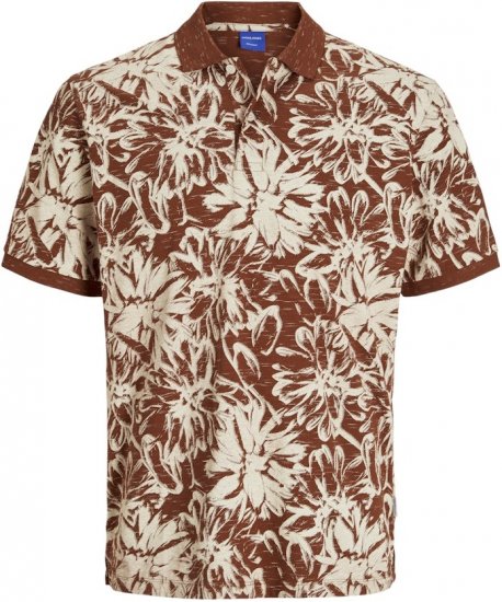 Jack & Jones Split AOP Print Polo Brown - Polos - Polos 2XL-8XL