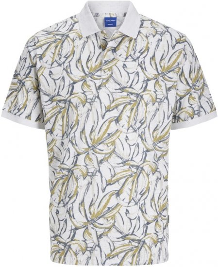 Jack & Jones Split AOP Print Polo White - Polos - Polos 2XL-8XL
