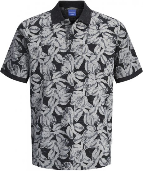 Jack & Jones Split AOP Print Polo Black - Polos - Polos 2XL-8XL