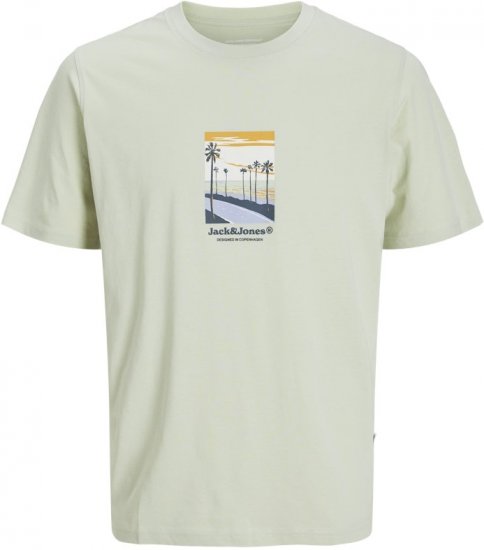 Jack & Jones Split Front Graphic Crew Neck T-Shirt Green - Camisetas - Camisetas - 2XL-14XL