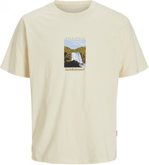 Jack & Jones Split Front Graphic Crew Neck T-Shirt Antique White - Camisetas - Camisetas - 2XL-14XL