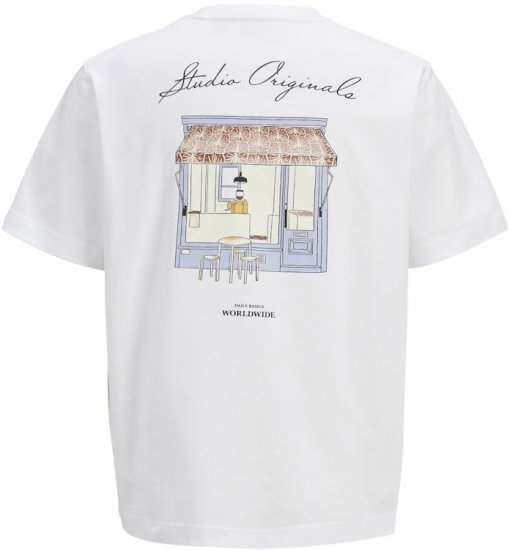 Jack & Jones Lington Back And Front Print Crew Neck T-Shirt Bright White - Camisetas - Camisetas - 2XL-14XL
