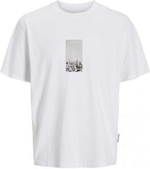 Jack & Jones Pacer Photo Branding Crew Neck T-Shirt Bright White - Camisetas - Camisetas - 2XL-14XL