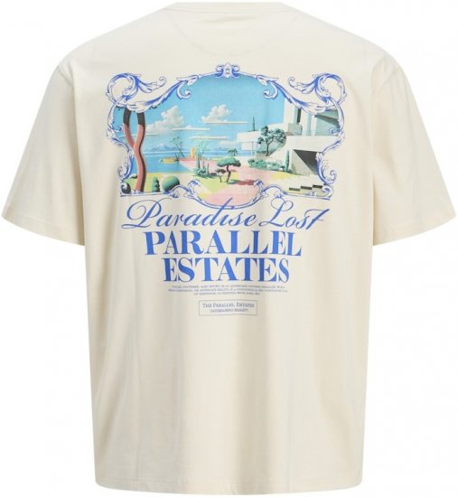Jack & Jones Parallel Crew Neck T-Shirt Antique White - Camisetas - Camisetas - 2XL-14XL