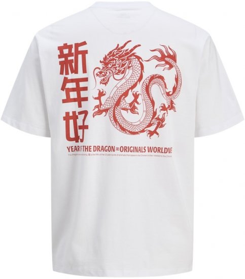 Jack & Jones Snake Dragon Crew Neck T-Shirt Bright White - Camisetas - Camisetas - 2XL-14XL