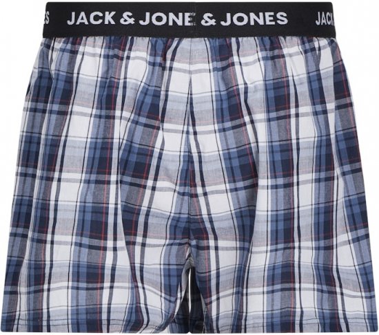 Jack & Jones Saigon Blue/Red Check Woven Boxers 3-Pack Navy Blazer - Ropa interior - Ropa interior 2XL-8XL