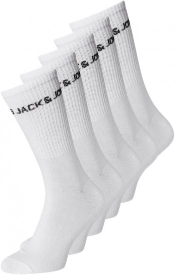 Jack & Jones BASIC LOGO Tennis Socks 5-Pack White - Ropa interior - Ropa interior 2XL-8XL