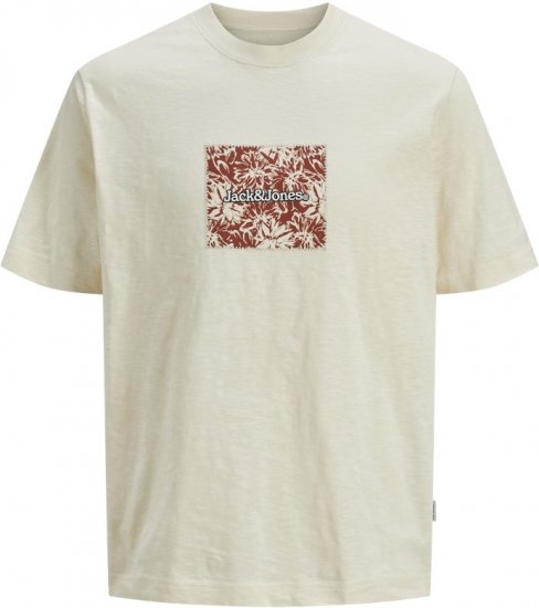 Jack & Jones Split Branding AOP Crew Neck T-Shirt Antique White - Camisetas - Camisetas - 2XL-14XL