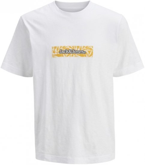Jack & Jones Split Branding AOP Crew Neck T-Shirt Bright White - Camisetas - Camisetas - 2XL-14XL