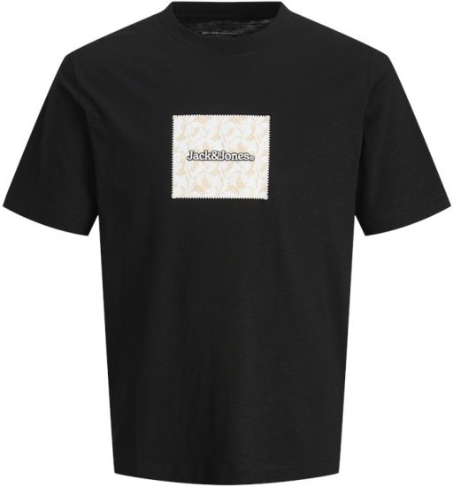 Jack & Jones Split Branding AOP Crew Neck T-Shirt Black - Camisetas - Camisetas - 2XL-14XL