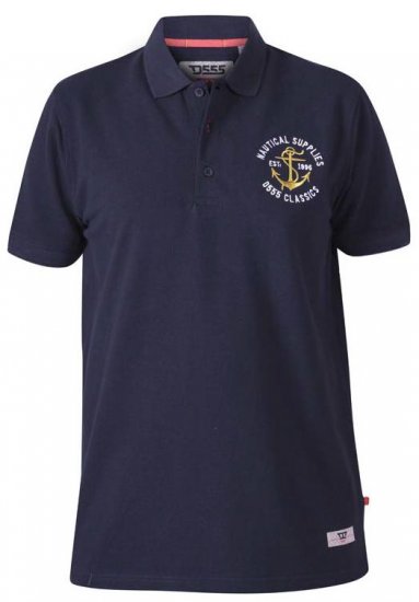 D555 Jefferson Short Sleeve Pique Polo Navy - Polos - Polos 2XL-8XL