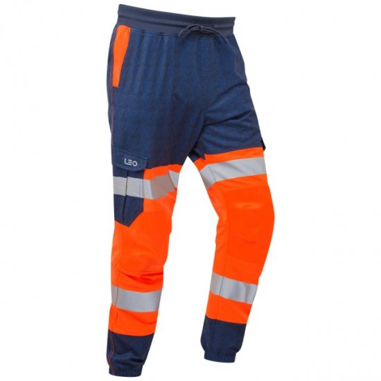 Leo Hawkridge Ecoviz High Performance 4X Stretch Trouser Hi-Vis Orange/Navy Print - Ropa de trabajo - Ropa de trabajo 3XL-6XL