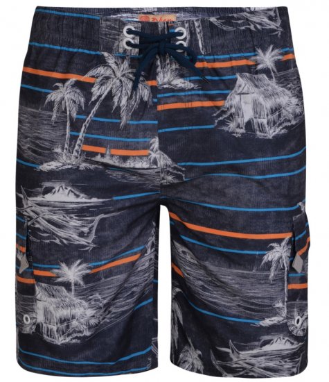 Kam Jeans Palm Print Swim Shorts Charcoal - Ropa interior - Ropa interior 2XL-8XL