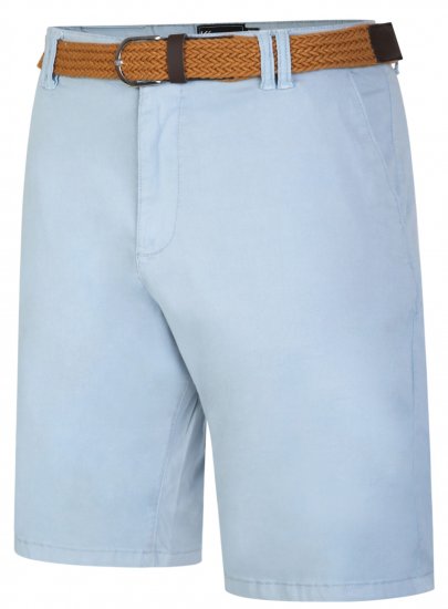 Kam Jeans 3401 Belted Oxford Stretch Chino Shorts Blue - Pantalones cortos - Pantalones cortos W40-W60