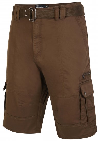 Kam Jeans 343 Cargo Stretch Shorts with Belt Khaki - Pantalones cortos - Pantalones cortos W40-W60