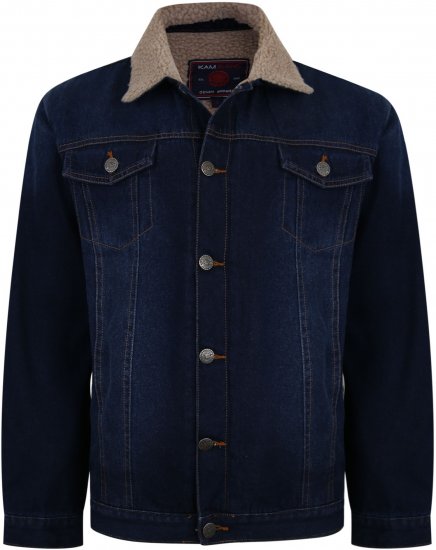 Kam Jeans 406 Sherpa Lined Denim Jacket Dark Used TALL SIZES - ROPA DE HOMBRE MT-6XLT - Tamaños de talle alto