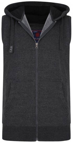 Kam Jeans Sleeveless Zip Thru Hoody Charcoal - Sudaderas - Sudaderas 2XL-12XL