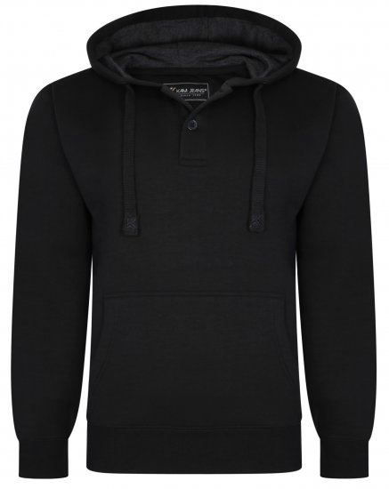 Kam Jeans 508B 1/4 Button Hoodie Black - Sudaderas - Sudaderas 2XL-12XL