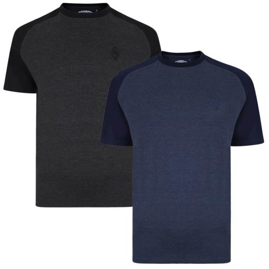 Kam Jeans 5314 Raglan T-Shirt Charcoal/Insignia Twin Pack - Camisetas - Camisetas - 2XL-14XL