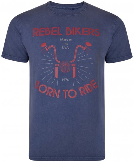 Kam Jeans 5319 Rebel Bikers T-shirt Indigo Blue - Camisetas - Camisetas - 2XL-14XL