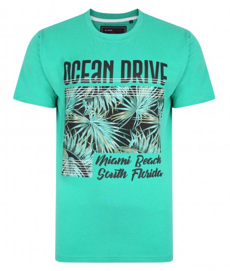 Kam Jeans Ocean Drive Crew Neck Tee Emerald - Camisetas - Camisetas - 2XL-14XL
