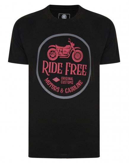 Kam Jeans Ride Free Crew Neck T-Shirt Black - Camisetas - Camisetas - 2XL-14XL
