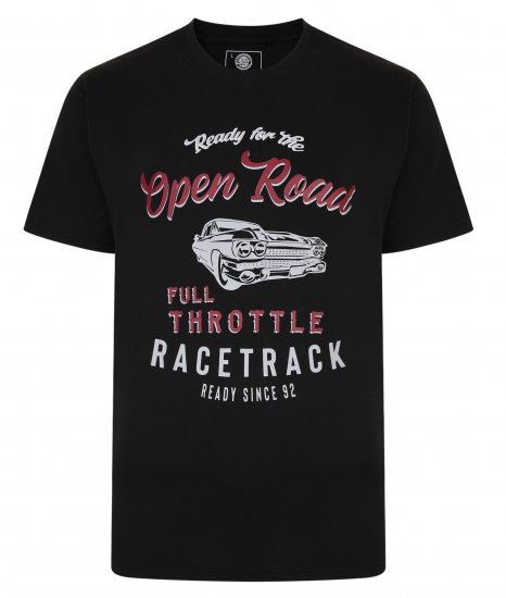 Kam Jeans 5342 Open Road Tee Black - Camisetas - Camisetas - 2XL-14XL