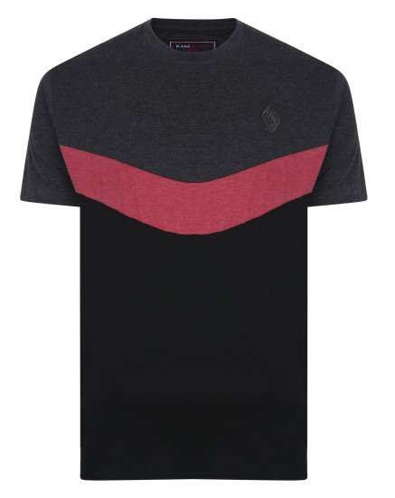 Kam Jeans Contrast Colours Crew Neck Tee Charcoal - Camisetas - Camisetas - 2XL-14XL