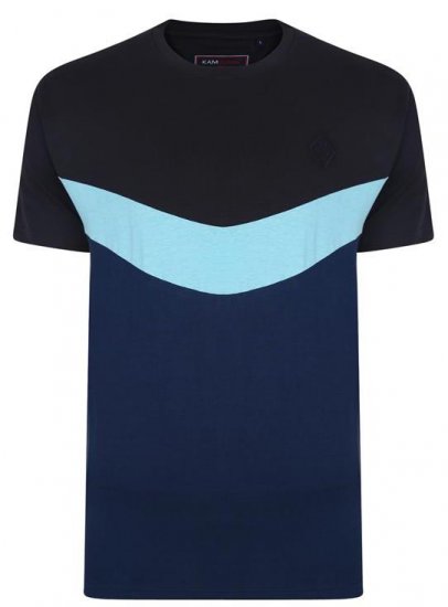 Kam Jeans Contrast Colours Crew Neck Tee Navy - Camisetas - Camisetas - 2XL-14XL