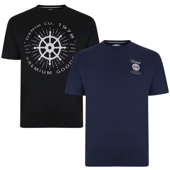 Kam Jeans 5348 T-shirt Vintage/Denim Twin Pack - Camisetas - Camisetas - 2XL-14XL