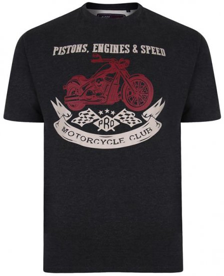 Kam Jeans 5351 Piston Motors Club T-shirt Charcoal - Camisetas - Camisetas - 2XL-14XL