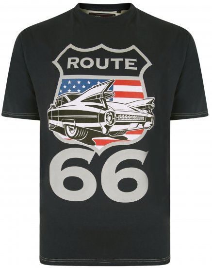 Kam Jeans 5353 Route 66 Print T-shirt Black - Camisetas - Camisetas - 2XL-14XL