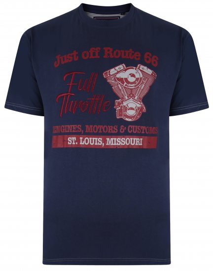 Kam Jeans 5354 Full Throttle Print T-shirt Indigo - Camisetas - Camisetas - 2XL-14XL