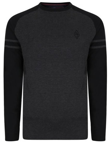 Kam Jeans 5359 LS Raglan Baseball Top Charcoal - Camisetas - Camisetas - 2XL-14XL