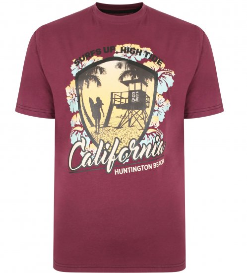 Kam Jeans 5368 California Print T-shirt Plum - Camisetas - Camisetas - 2XL-14XL