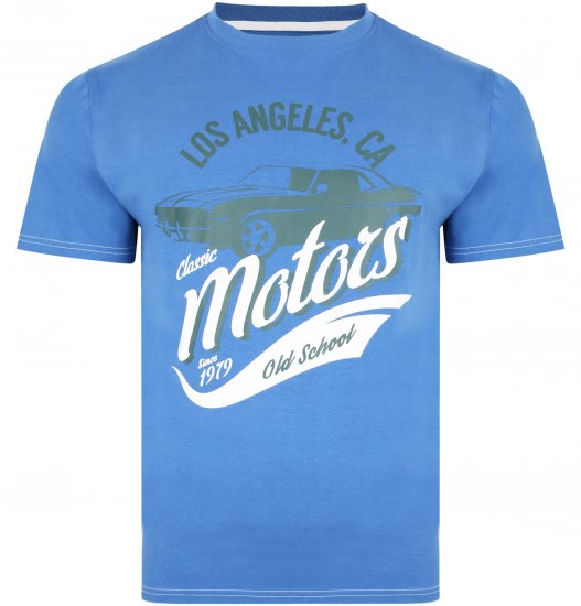 Kam Jeans 5369 Motors Print T-shirt Blue - Camisetas - Camisetas - 2XL-14XL
