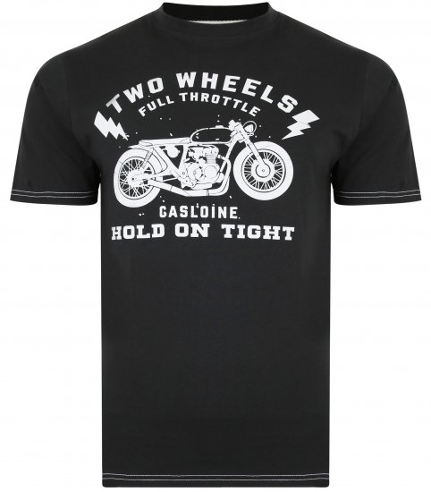 Kam Jeans 5371 Motorbike Print T-shirt Black - Camisetas - Camisetas - 2XL-14XL