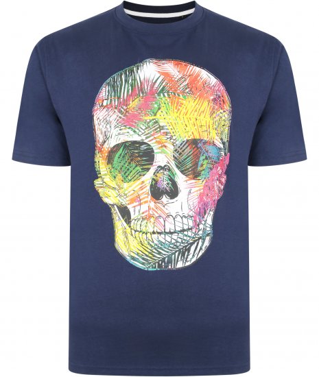 Kam Jeans 5375 Coloured Skull Print T-shirt Navy - Camisetas - Camisetas - 2XL-14XL
