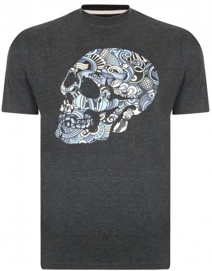 Kam Jeans 5376 Music Skull Print Tee Charcoal - Camisetas - Camisetas - 2XL-14XL