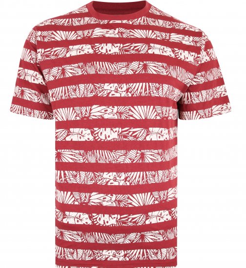 Kam Jeans 5380 Stripe Floral T-shirt Burgundy - Camisetas - Camisetas - 2XL-14XL