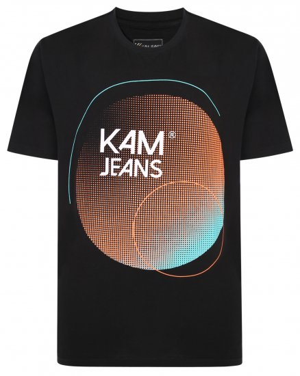 Kam Jeans 5383 Kam Logo Printed Tee Black - Camisetas - Camisetas - 2XL-14XL