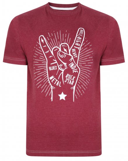 Kam Jeans 5390 Rock Star Print T-Shirt Burgundy - Camisetas - Camisetas - 2XL-14XL