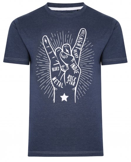 Kam Jeans 5390 Rock Star Print T-Shirt Indigo - Camisetas - Camisetas - 2XL-14XL