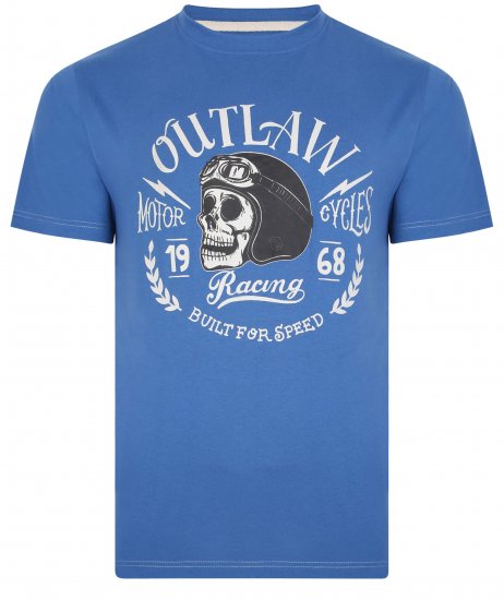 Kam Jeans 5391 Outlaws Skull Print T-Shirt Blue - Camisetas - Camisetas - 2XL-14XL