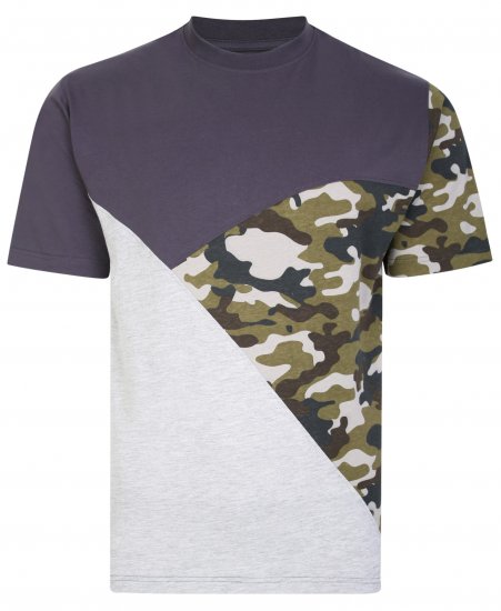 Kam Jeans 5394 Cut & Saw Camo Panel T-Shirt Charcoal - Camisetas - Camisetas - 2XL-14XL