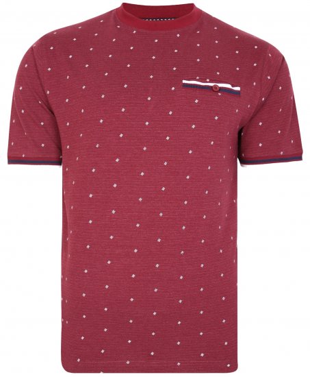 Kam Jeans 5396 Drop Needle Jersey Tee With Dobby Print Burgundy - Camisetas - Camisetas - 2XL-14XL